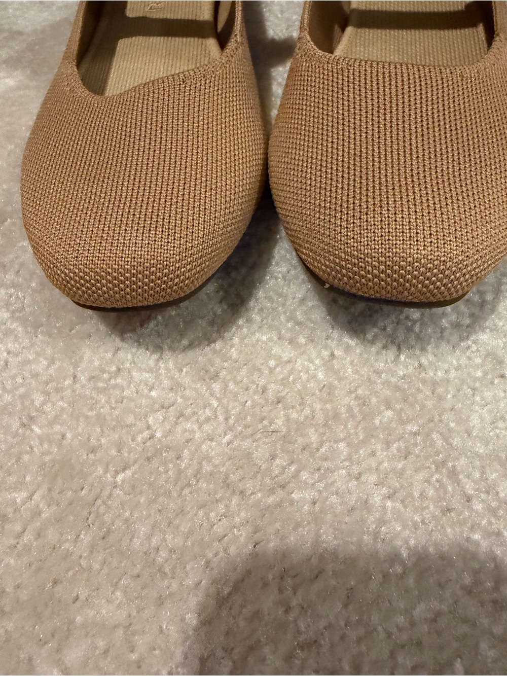 Rothy's Tan Mary Jane Flats with Blue Trim - Picture 5 of 10